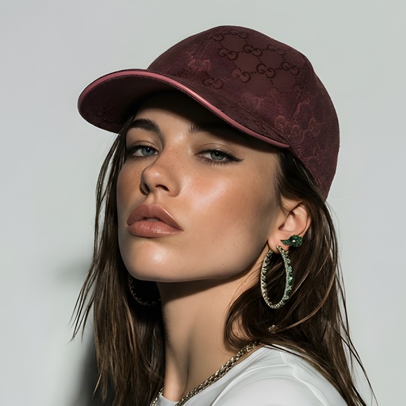 Gucci Accessories - UNISEX GUCCI GG MONOGRAM CANVAS BASEBALL CAP BURGUNDY ADJUSTABLE HAT